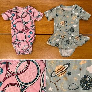 Posh Peanut twirl dress Onesie Bodysuit Tennis Outer space Bamboo 0-3
